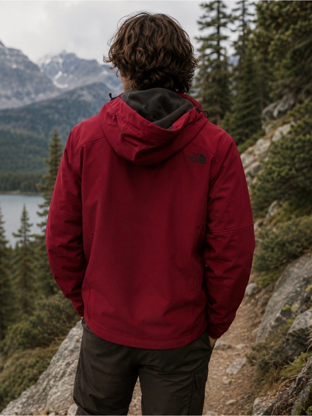 The North Face Fleece lined hooded jacket full zip Mens M